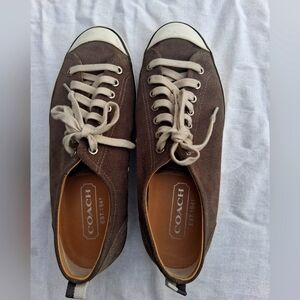 Coach Men's Dark Brown and Cream Sneakers